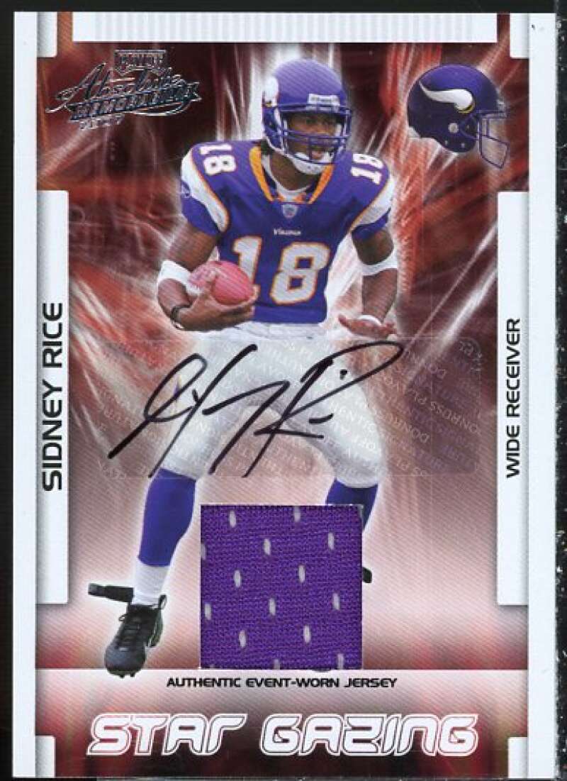 Sidney Rice Card 2007 Absolute Memorabilia Star Gazing Materials Autographs #23  Image 1