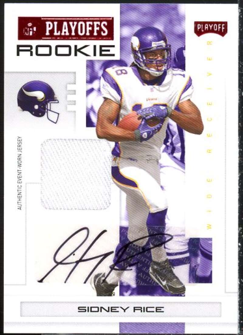 Sidney Rice Card 2007 Playoff NFL Playoffs Material Signatures Red #128  Image 1
