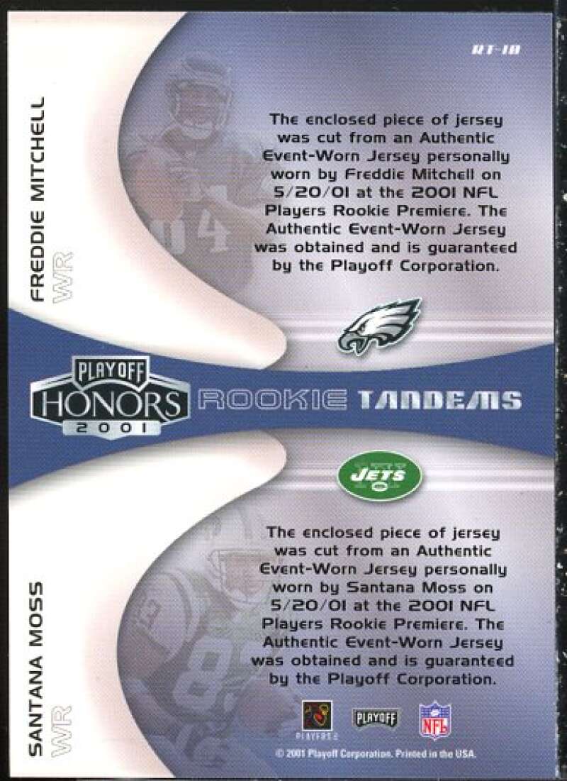 Freddie Mitchell/Santana Moss 2001 Playoff Honors Rookie Tandem Jerseys #RT10  Image 2