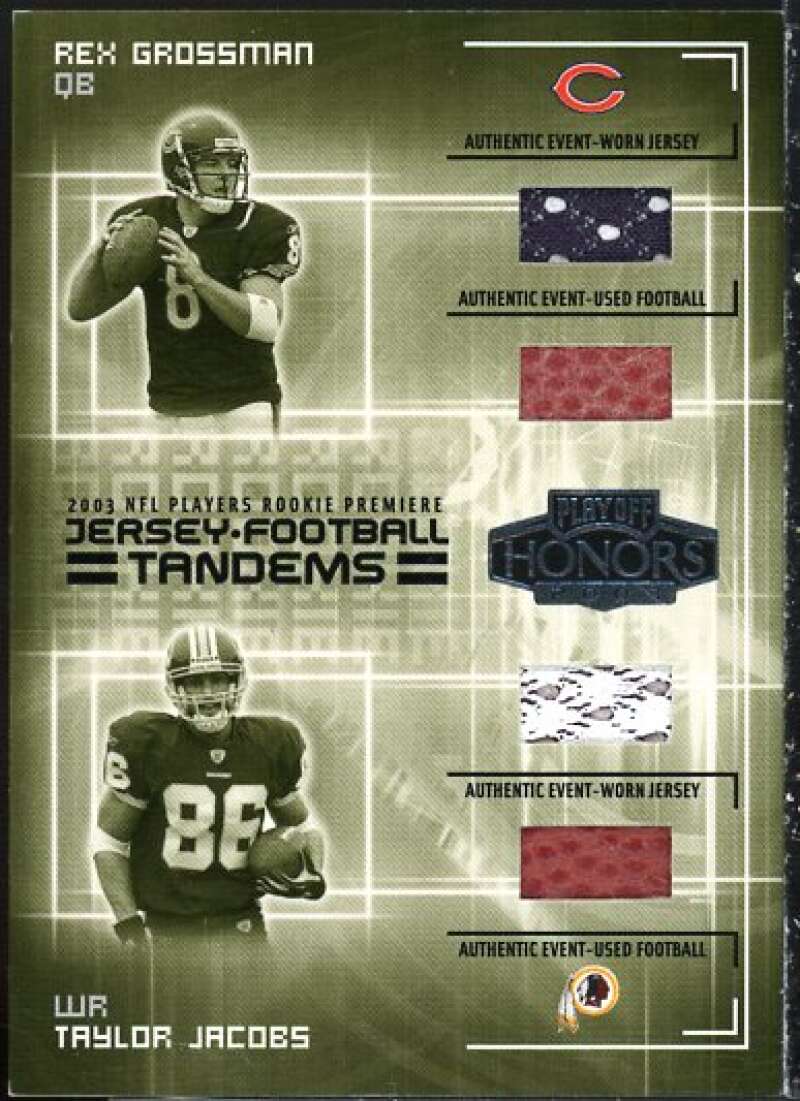 Rex Grossman/Taylor Jacobs 2003 Playoff Honors Jersey and Football Tandems #JFT8  Image 1
