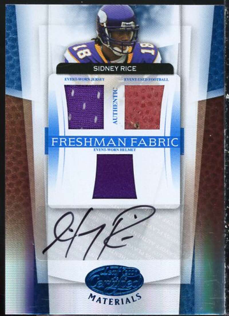 Sidney Rice FF AU Card 2007 Leaf Certified Materials Mirror Blue Materials #233  Image 1