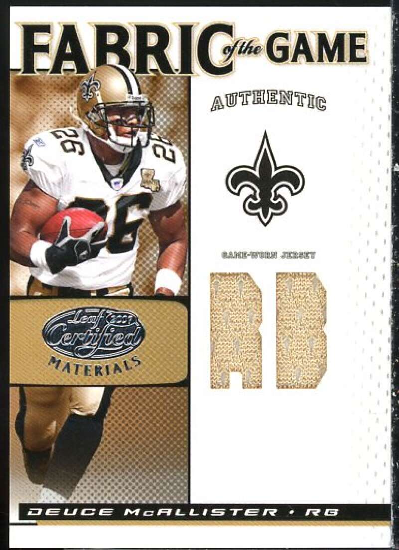 Deuce McAllister 2007 Leaf Certified Materials Fabric of the Game Position #28  Image 1