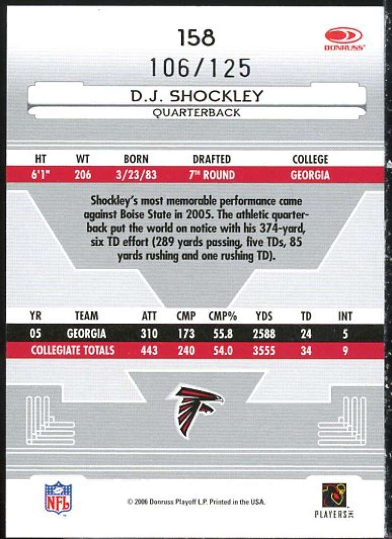 D.J. Shockley Card 2006 Leaf Certified Materials Mirror Red Signatures #158  Image 2