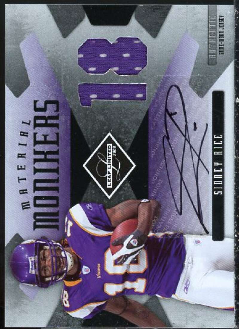 Sidney Rice Card 2008 Leaf Limited Material Monikers Jersey Number #39  Image 1