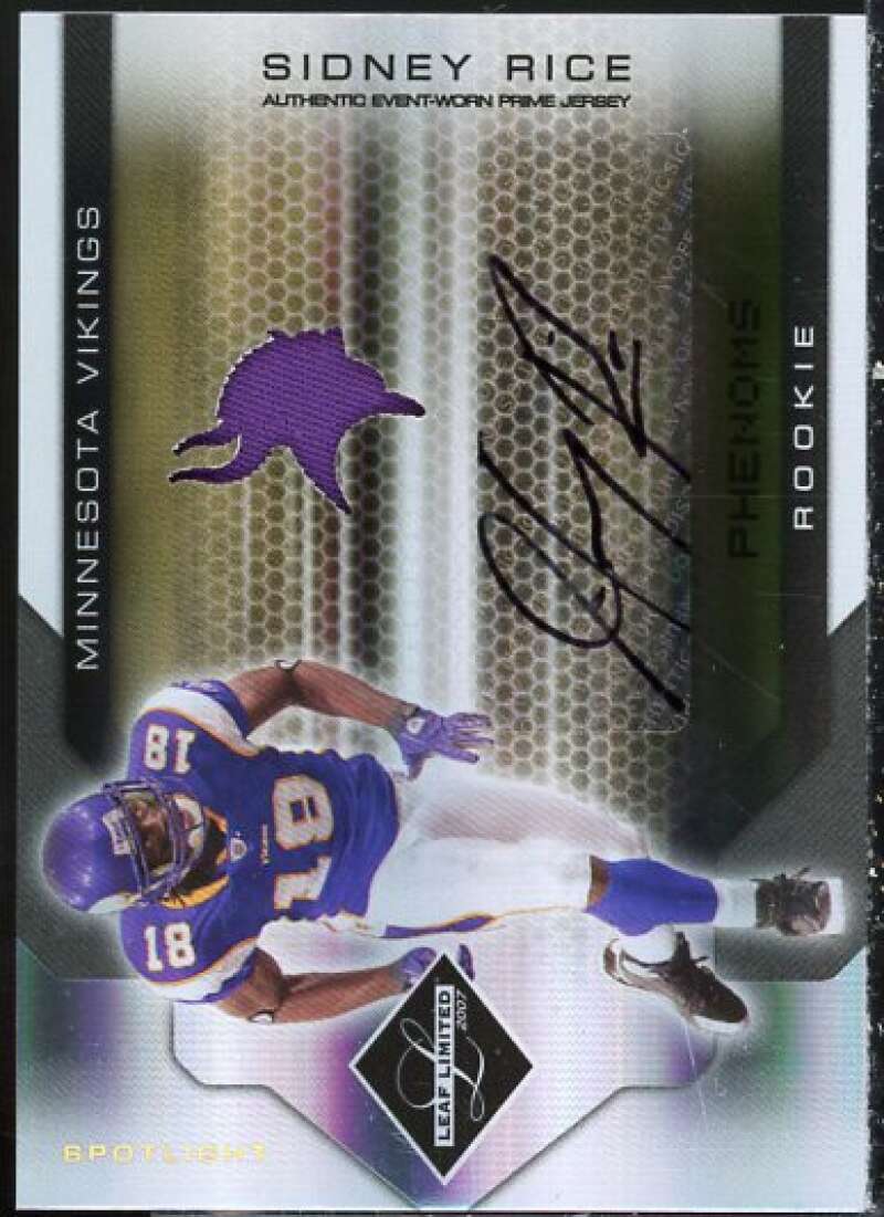 Sidney Rice JSY AU Rookie Card 2007 Leaf Limited Gold Spotlight #347  Image 1