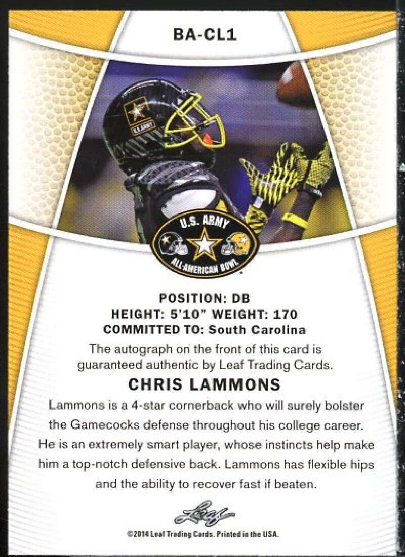 Chris Lammons Card 2014 Leaf Army All-American Bowl #BACL1  Image 2