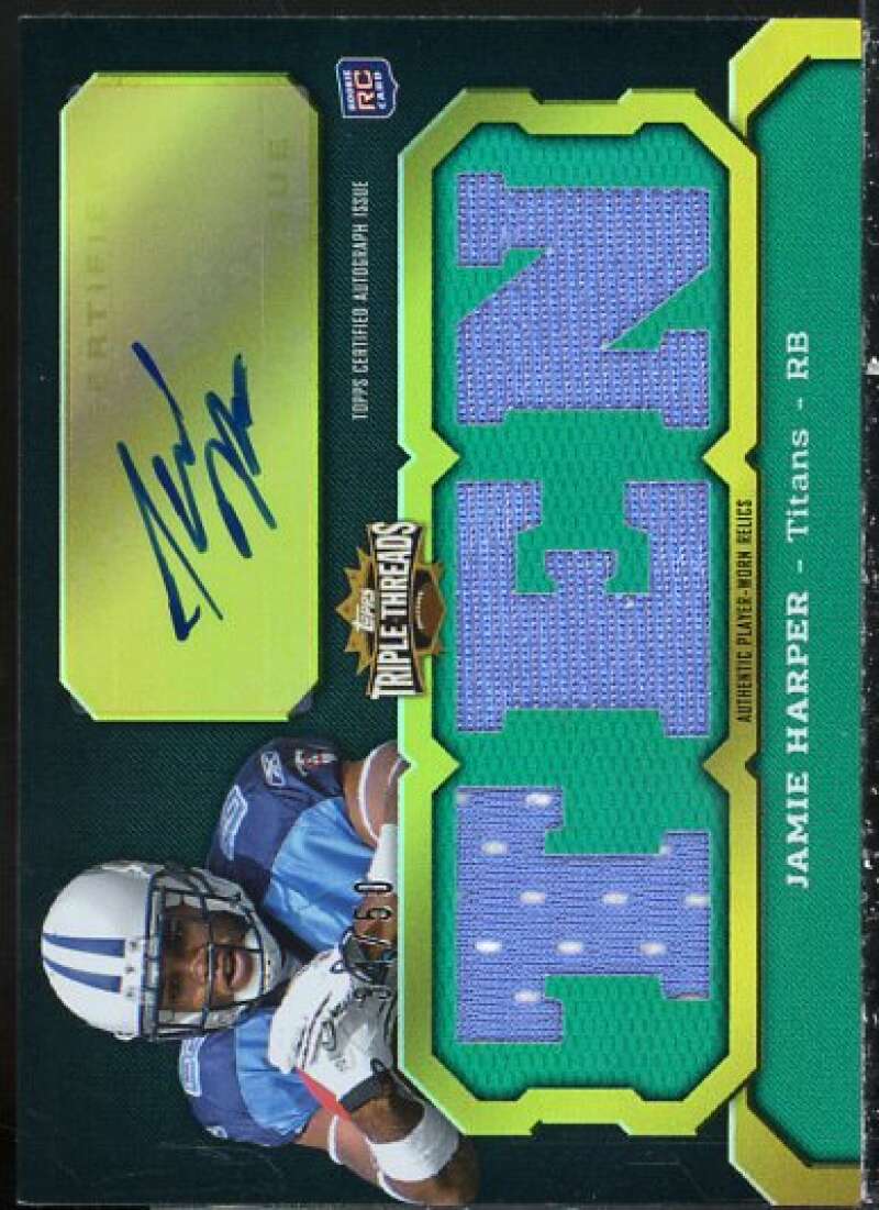 Jamie Harper JSY AU Card 2011 Topps Triple Threads Emerald #127B  Image 1