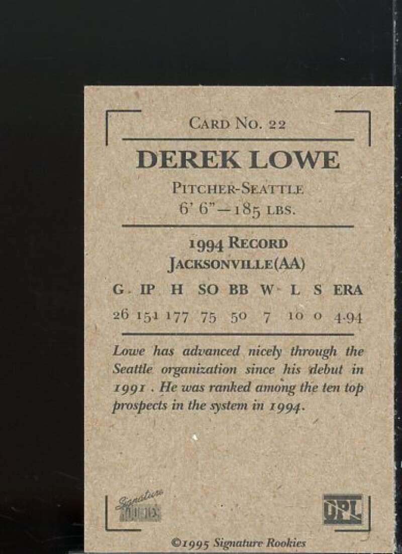 Derek Lowe Card 1995 Signature Rookies Old Judge Signatures #22  Image 2