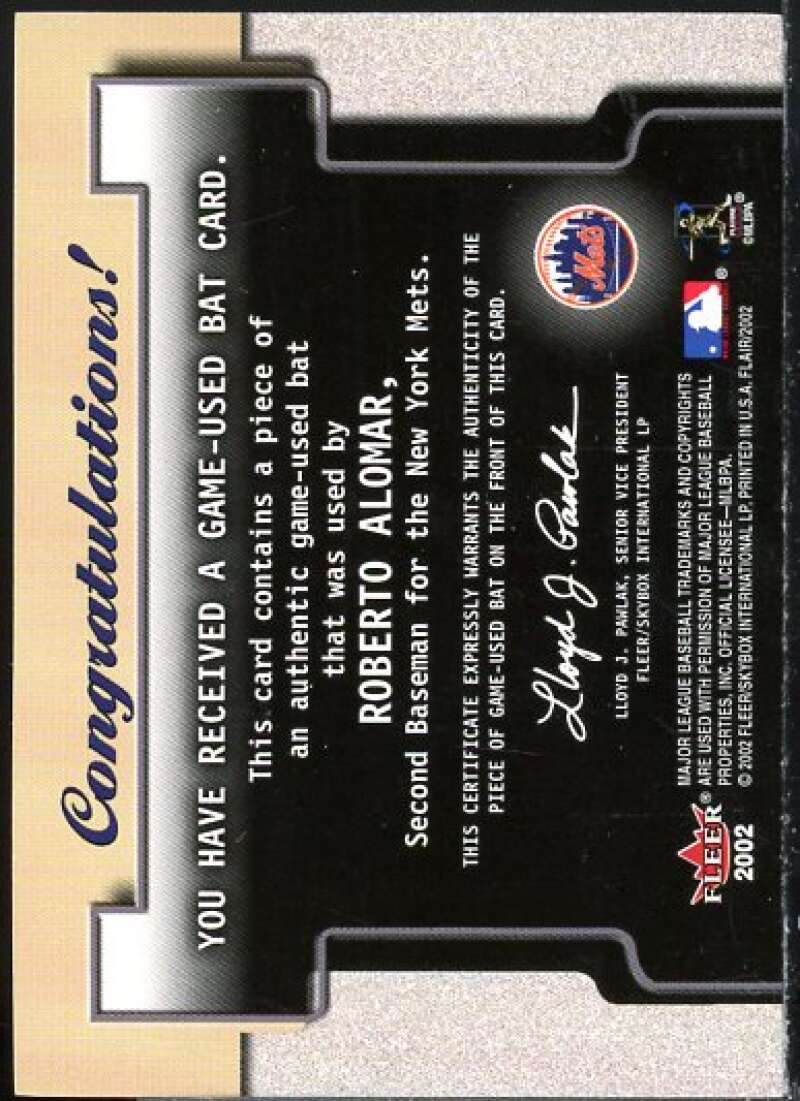 Roberto Alomar Card 2002 Flair Power Tools Bats #1  Image 2