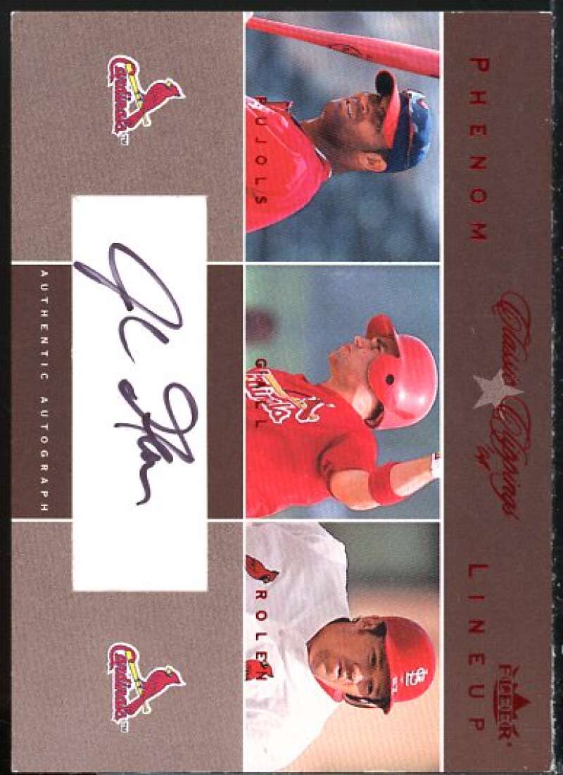 J.Gall w/Pujols-Rolen 2004 Classic Clippings Phenom Lineup Autograph Red #JG  Image 1