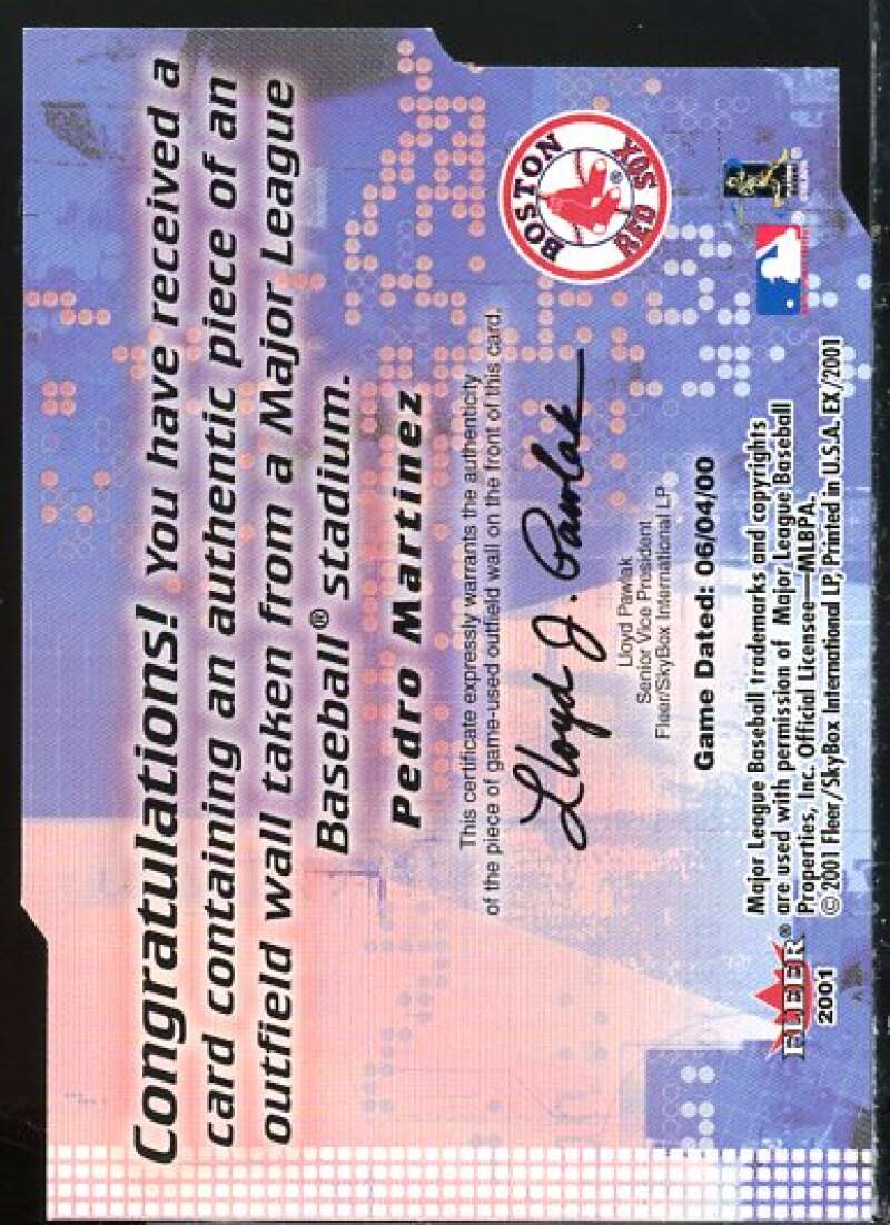 Pedro Martinez Card 2001 E-X Wall of Fame #19  Image 2