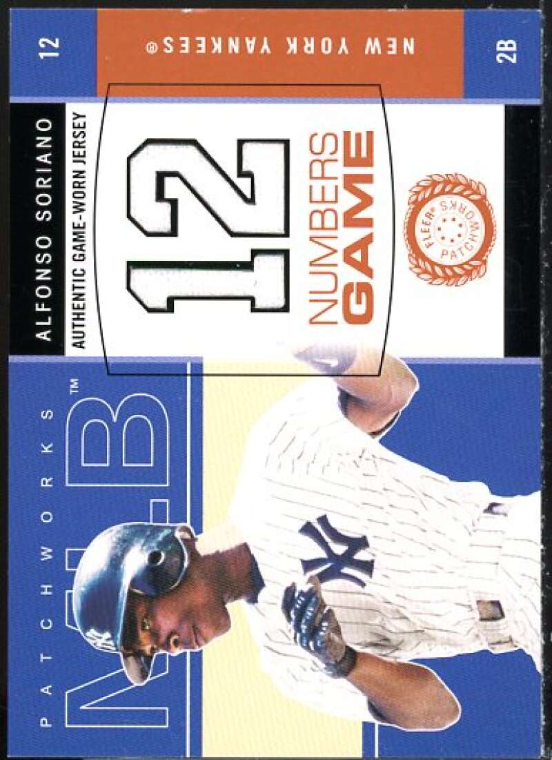 Alfonso Soriano Card 2003 Fleer Patchworks Numbers Game Jersey #AS  Image 1