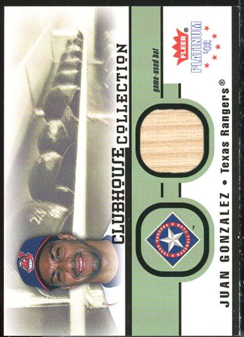 Juan Gonzalez Bat Card 2002 Fleer Platinum Clubhouse Memorabilia #14  Image 1