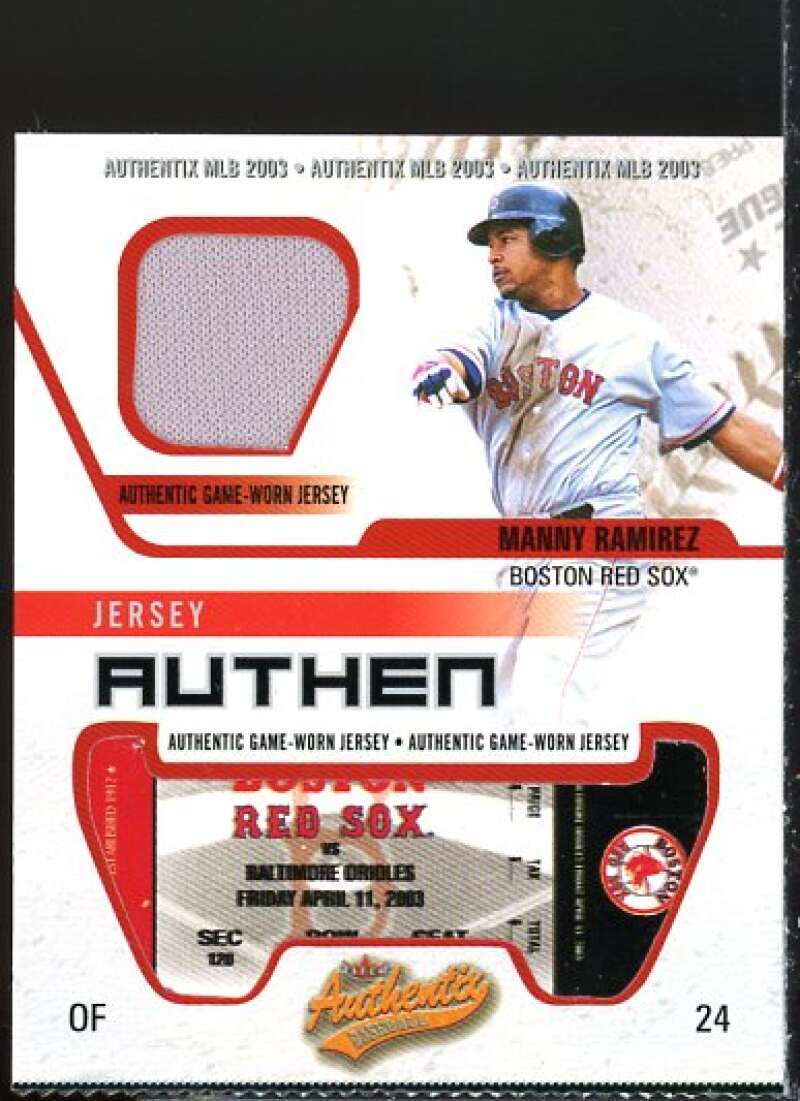 Manny Ramirez Card 2003 Fleer Authentix Game Jersey #MR –