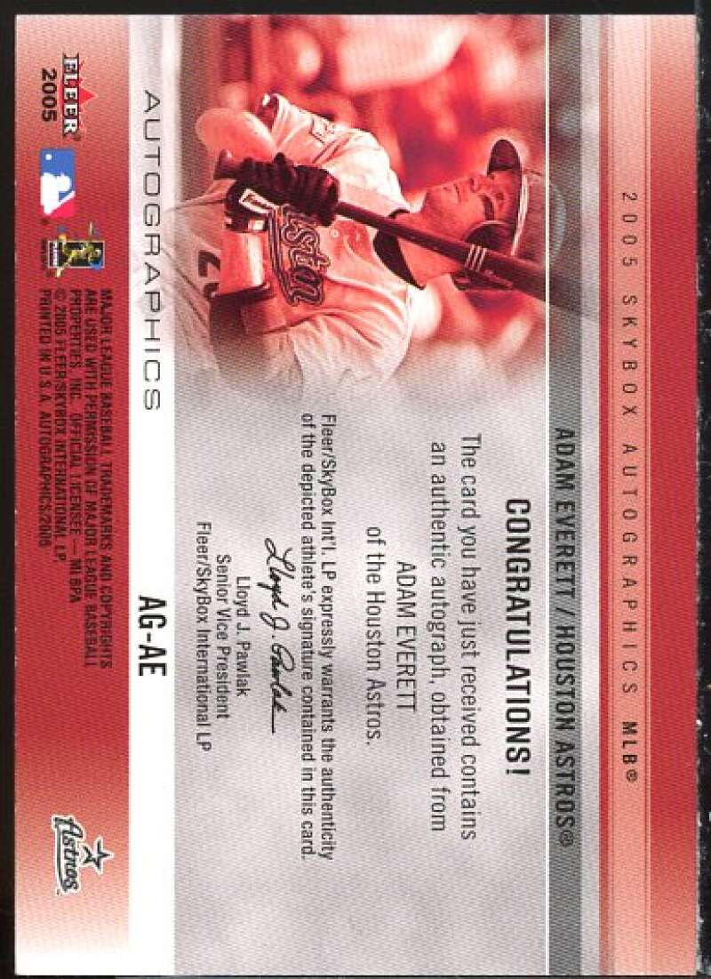 Adam Everett Card 2005 SkyBox Autographics Signatures Blue #AE  Image 2