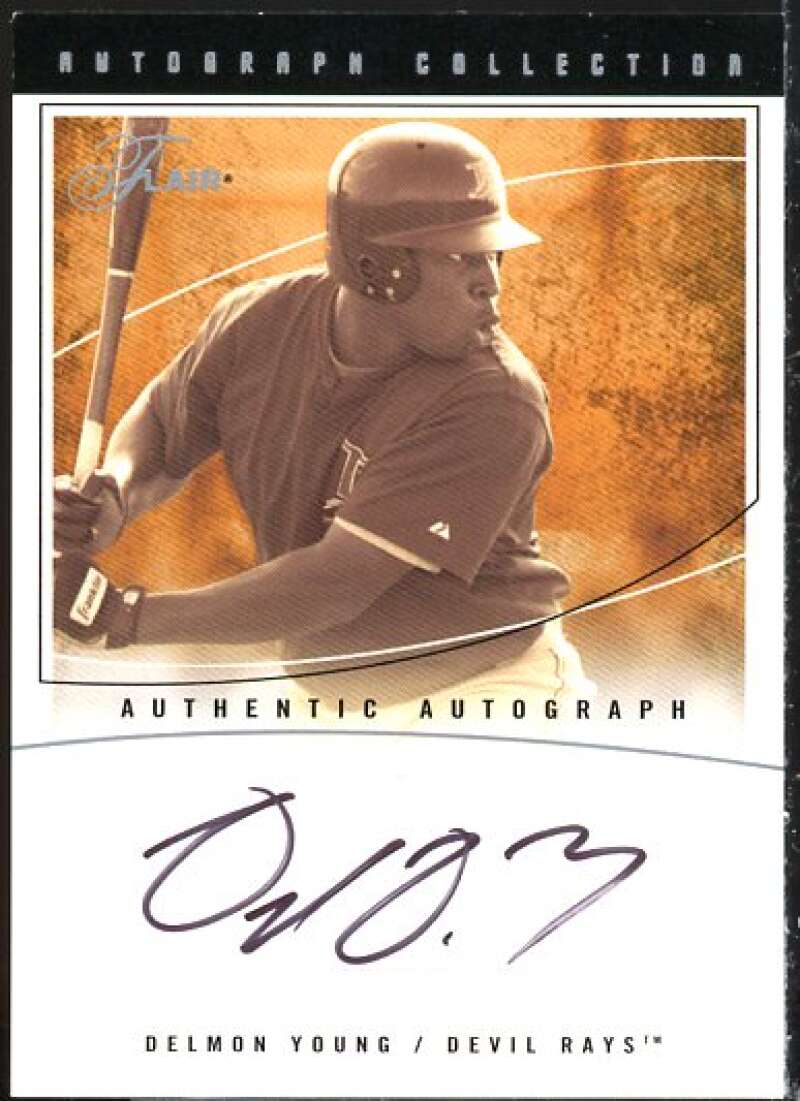 Delmon Young Card 2004 Flair Autograph Crown #DY  Image 1