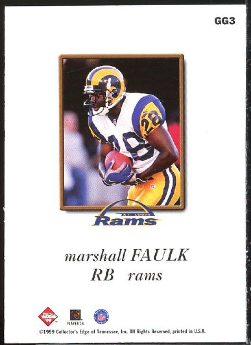 Marshall Faulk Card 1999 Collector's Edge Odyssey GameGear Hologold #GG3  Image 2