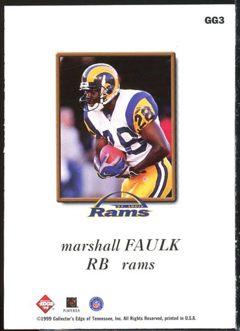 Marshall Faulk Card 1999 Collector's Edge Odyssey GameGear Hologold #GG3  Image 2