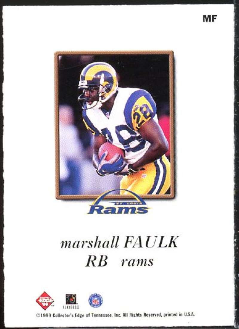 Marshall Faulk Card 1999 Collector's Edge Odyssey GameGear Hologold #GG3  Image 2