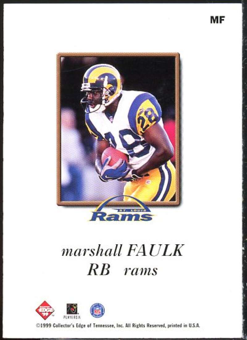 Marshall Faulk Card 1999 Collector's Edge Odyssey GameGear Hologold #GG3  Image 2