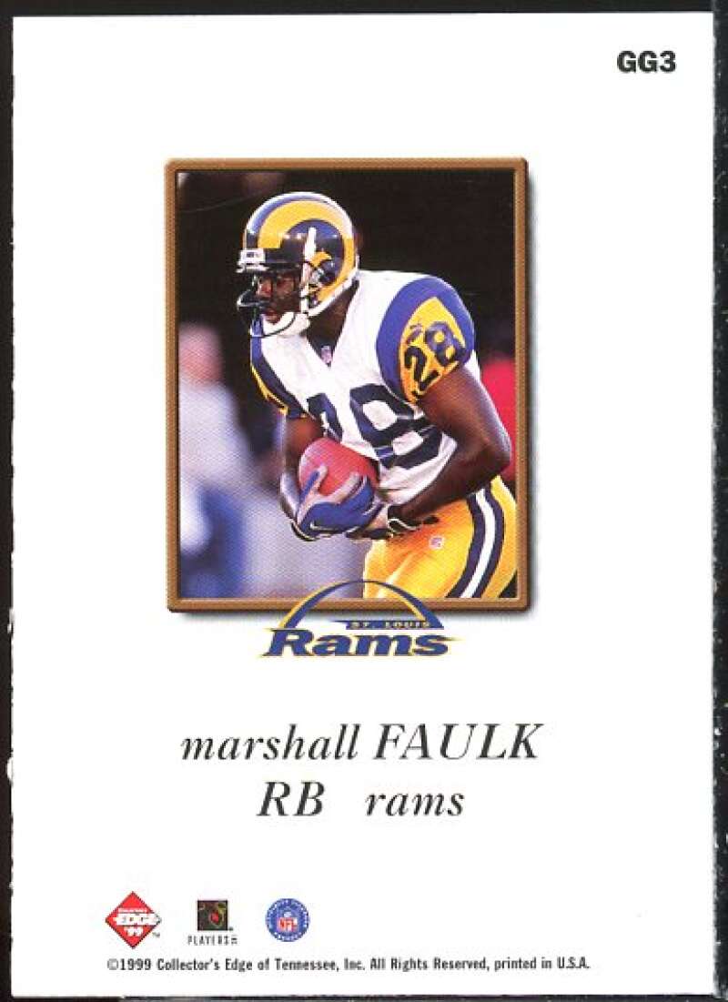 Marshall Faulk Card 1999 Collector's Edge Odyssey GameGear Hologold #GG3  Image 2