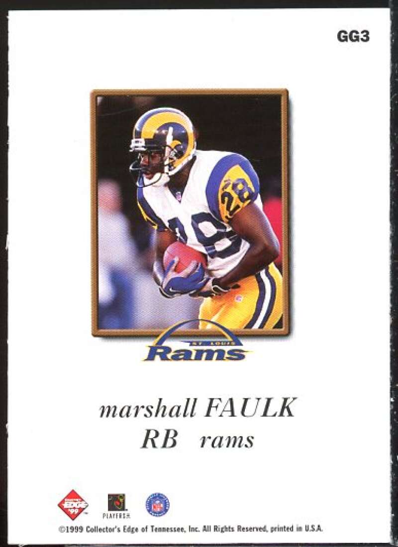 Marshall Faulk Card 1999 Collector's Edge Odyssey GameGear Hologold #GG3  Image 2