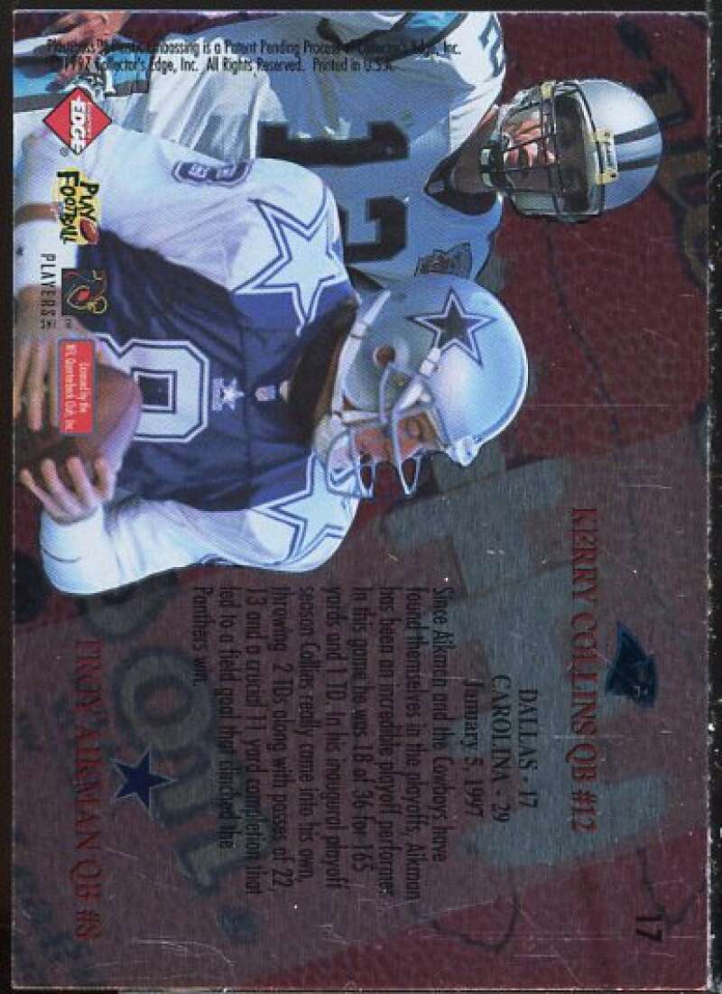 Kerry Collins/Troy Aikman 1997 Collector's Edge Masters Playoff Game Ball #17  Image 2