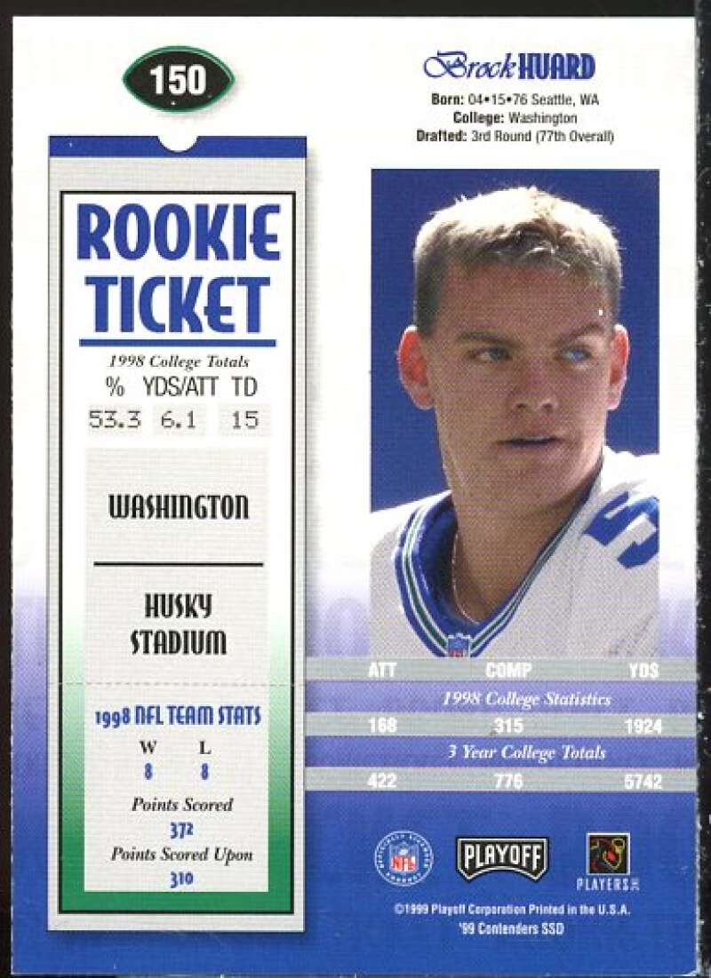 Brock Huard AU/1325* Rookie Card 1999 Playoff Contenders SSD #150  Image 2