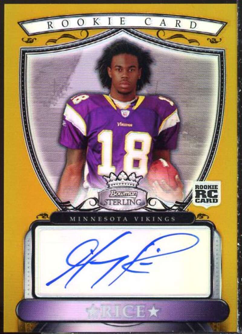 Sidney Rice Rookie Card 2007 Bowman Sterling Gold Rookie Autographs #SR  Image 1