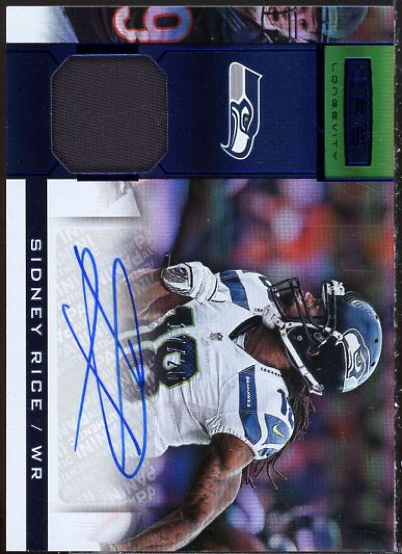 Sidney Rice 2013 Rookies and Stars Longevity Materials Autographs Sapphire #16  Image 1