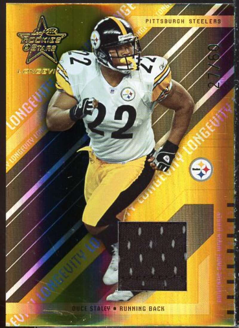 Duce Staley Card 2004 Leaf Rookies and Stars Longevity Materials Gold #72  Image 1