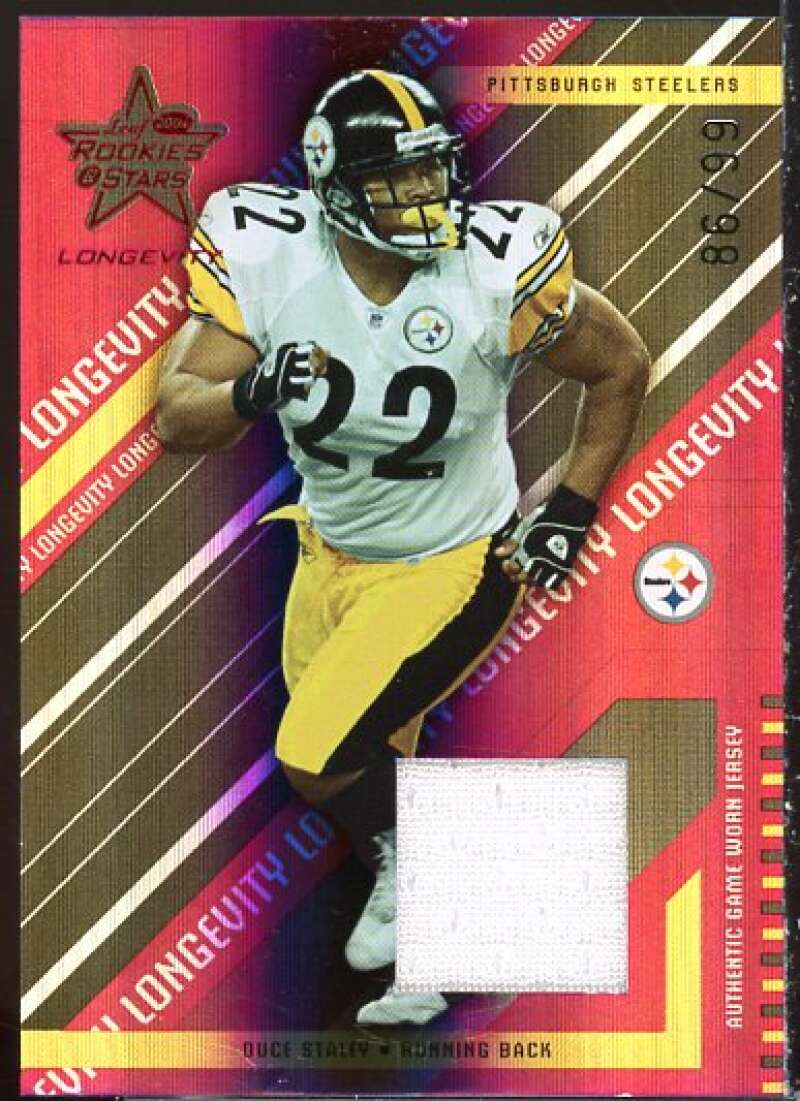 Duce Staley Card 2004 Leaf Rookies and Stars Longevity Materials Ruby #72  Image 1