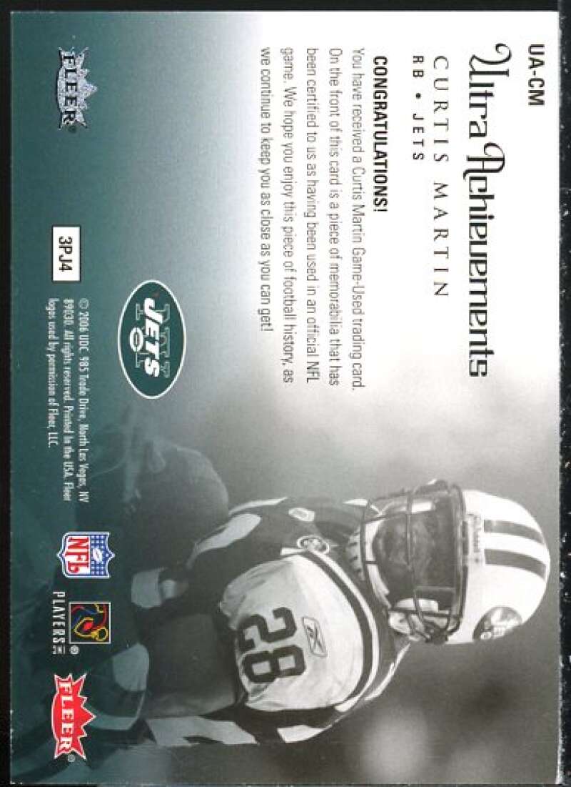 Curtis Martin Card 2006 Ultra Achievements Jerseys #UACM  Image 2