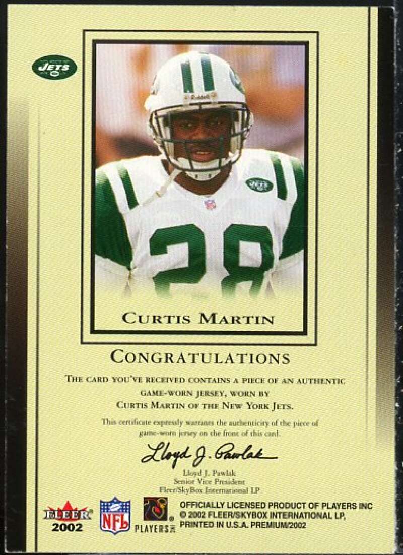Curtis Martin Card 2002 Fleer Premium All-Pro Team Jerseys #8  Image 2