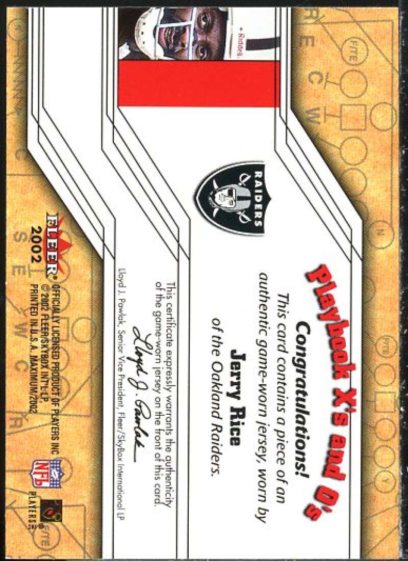 Jerry Rice Card 2002 Fleer Maximum Playbook Xs Jerseys #12  Image 2