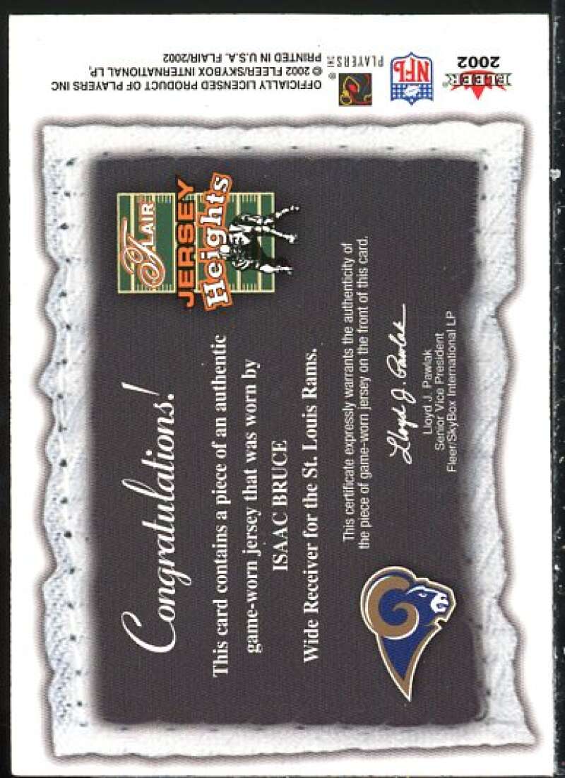 Isaac Bruce Card 2002 Flair Jersey Heights Jerseys #3  Image 2