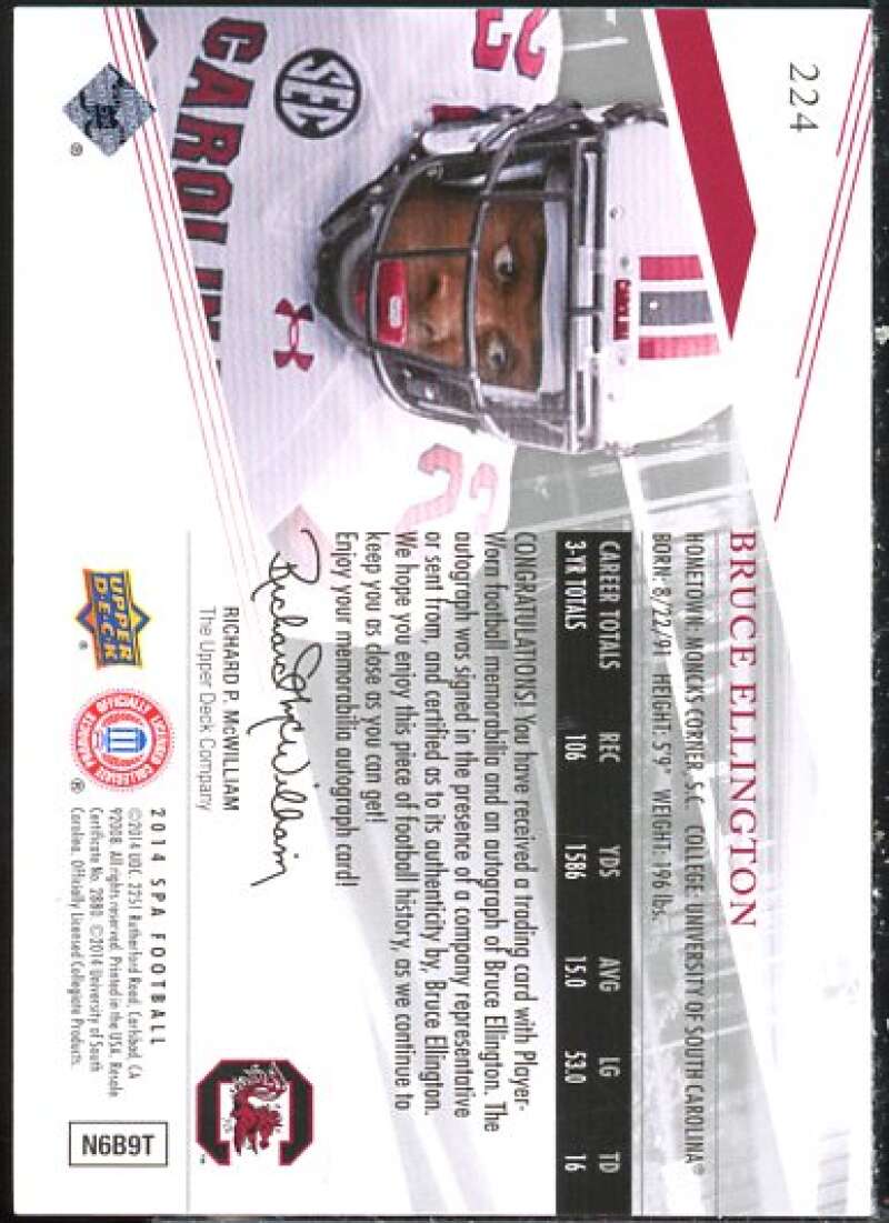 Bruce Ellington JSY AU Rookie Card 2014 SP Authentic #224  Image 2