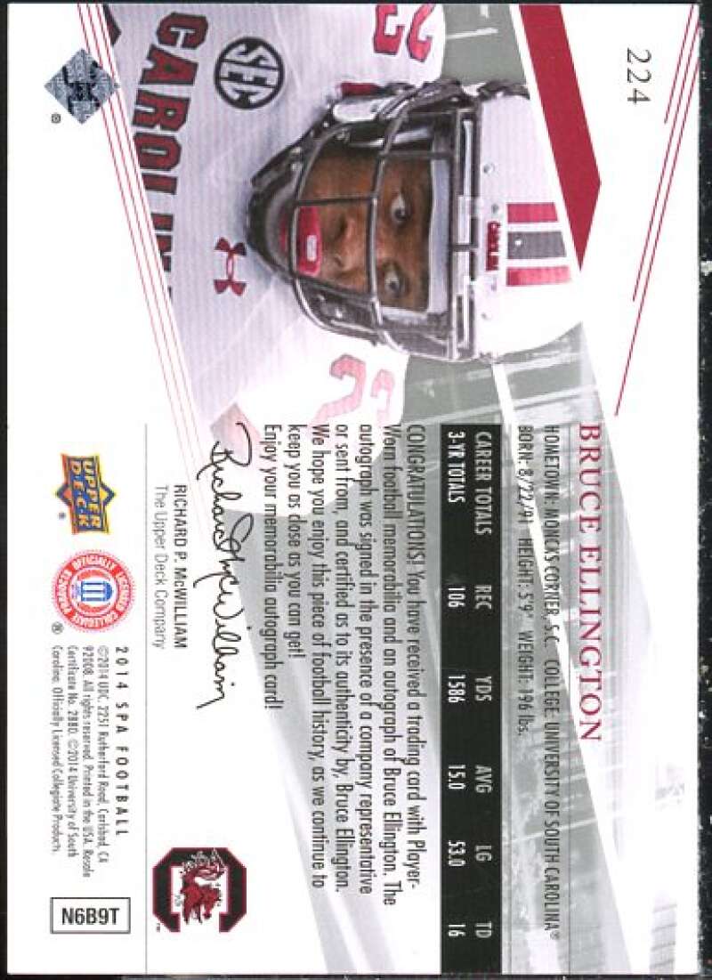 Bruce Ellington JSY AU Rookie Card 2014 SP Authentic #224  Image 2