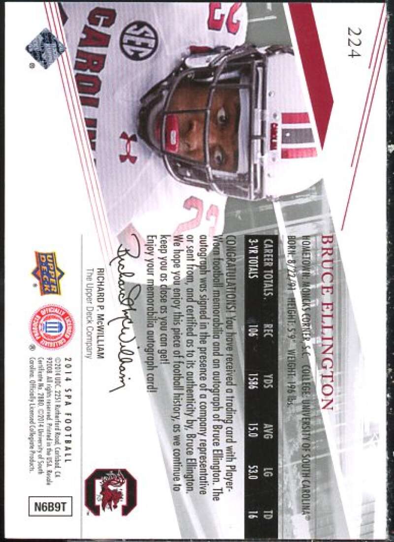 Bruce Ellington JSY AU Rookie Card 2014 SP Authentic #224  Image 2