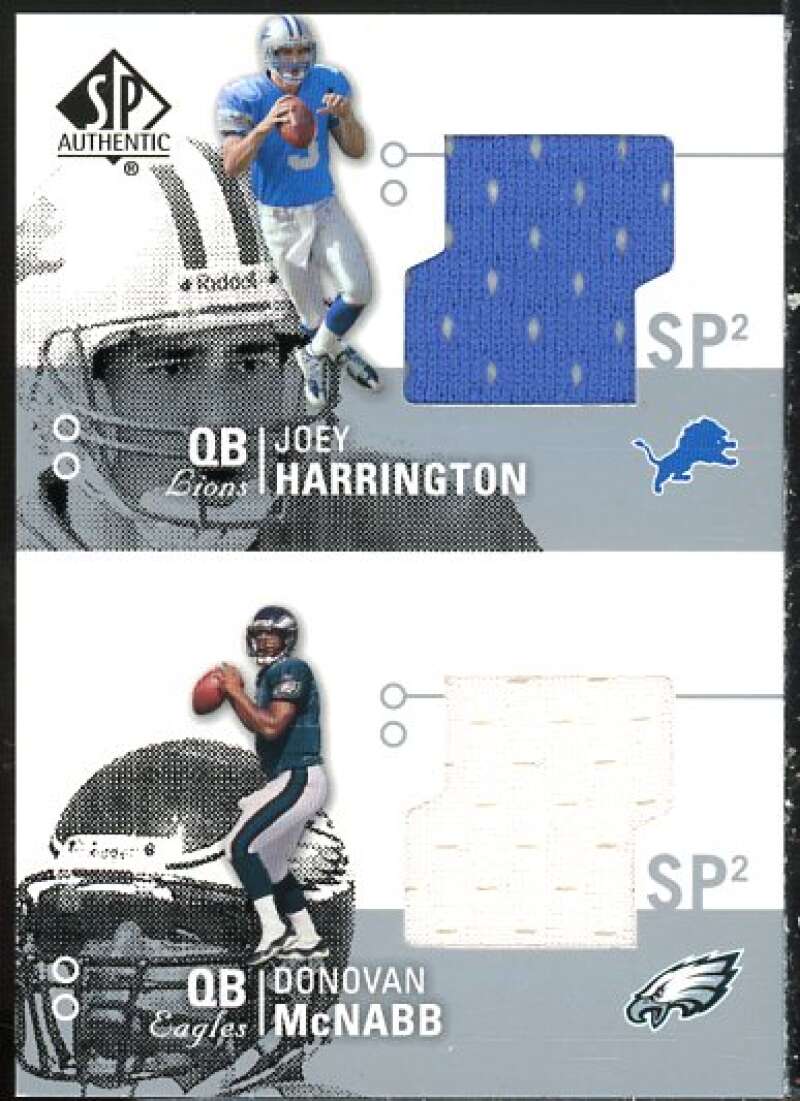 Joey Harrington/Donovan McNabb Card 2002 SP Authentic Threads Doubles #AT2HM  Image 1