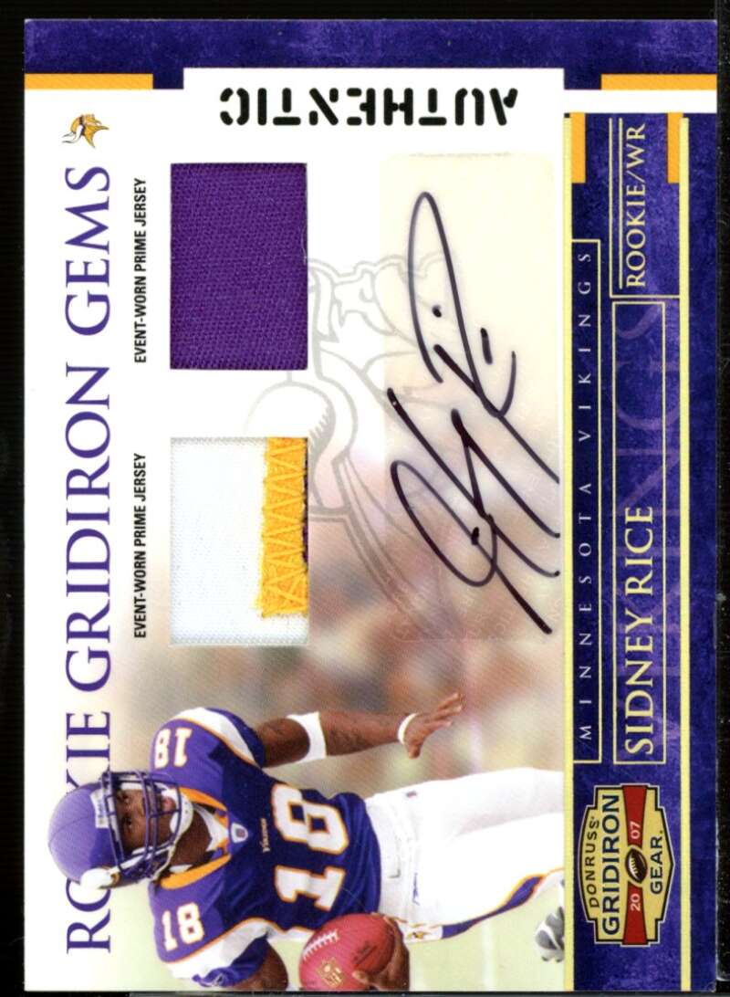 Sidney Rice 2007 Donruss Gridiron Gear Rookie Jerseys Prime Autographs #209  Image 1