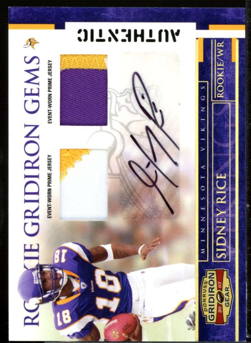 Sidney Rice 2007 Donruss Gridiron Gear Rookie Jerseys Prime Autographs #209  Image 1