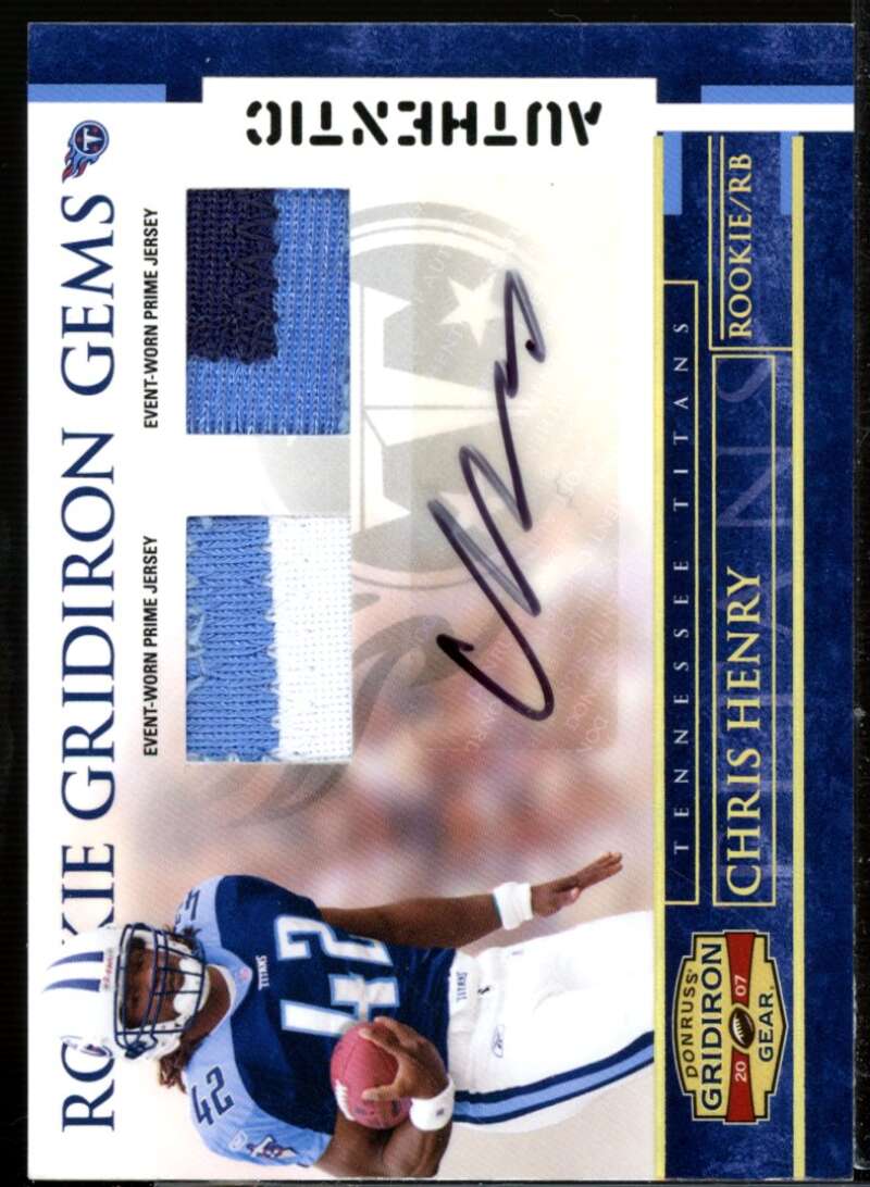 Chris Henry 2007 Donruss Gridiron Gear Rookie Jersey Combo Prime Autograph #210  Image 1