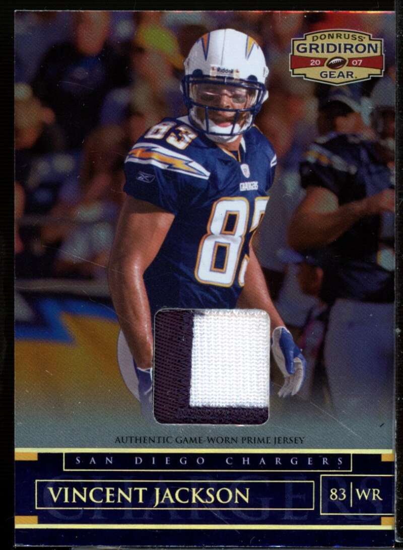 Vincent Jackson Card 2007 Donruss Gridiron Gear Jerseys Prime #99  Image 1