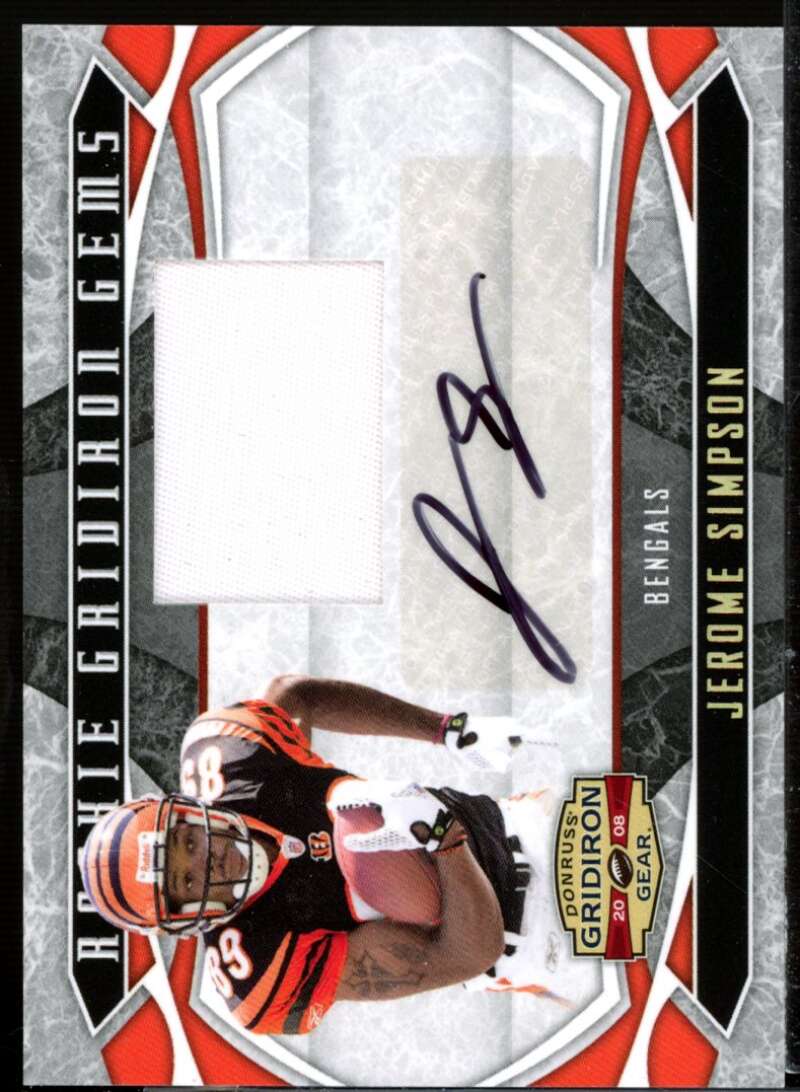Simpson 2008 Donruss Gridiron Gear Rookie Gridiron Gems Jerseys AU Prime #219  Image 1