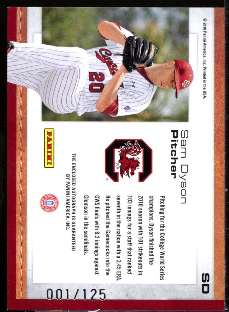 Sam Dyson 2010 Donruss Elite Extra Edition Collegiate Patches Autographs #SD  Image 2