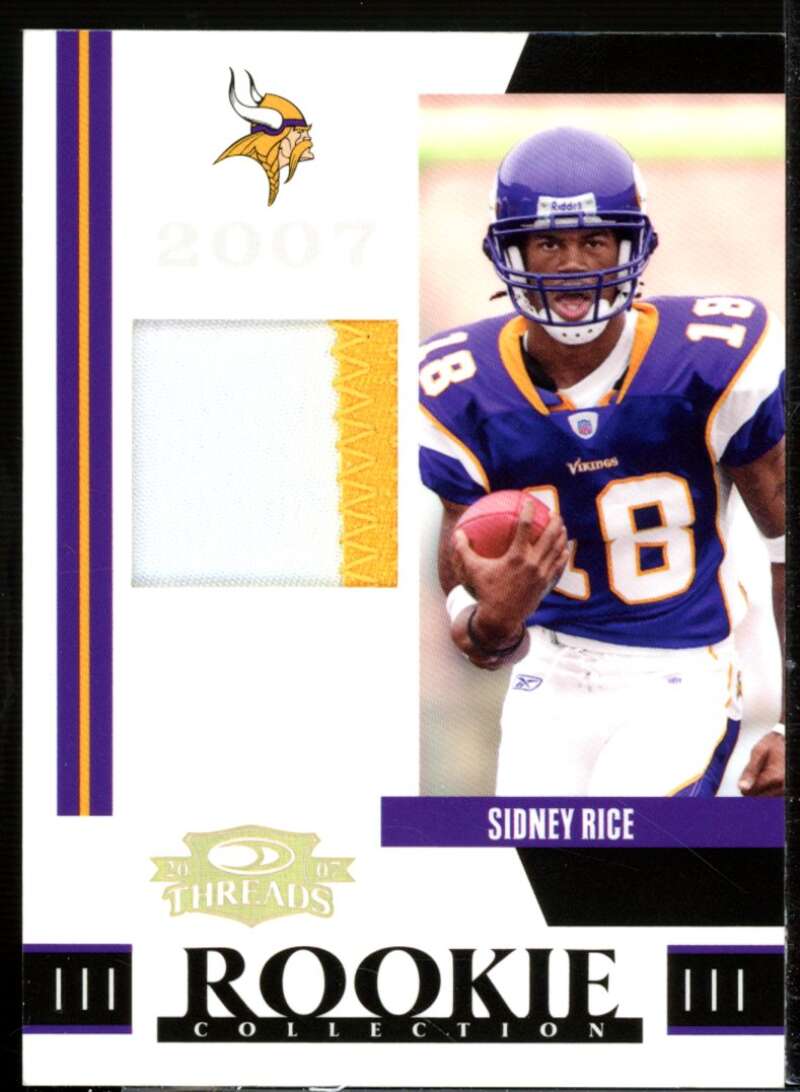 Sidney Rice Card 2007 Donruss Threads Rookie Collection Materials Prime #5  Image 1