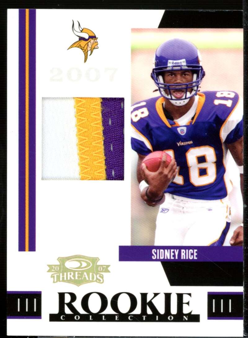 Sidney Rice Card 2007 Donruss Threads Rookie Collection Materials Prime #5  Image 1