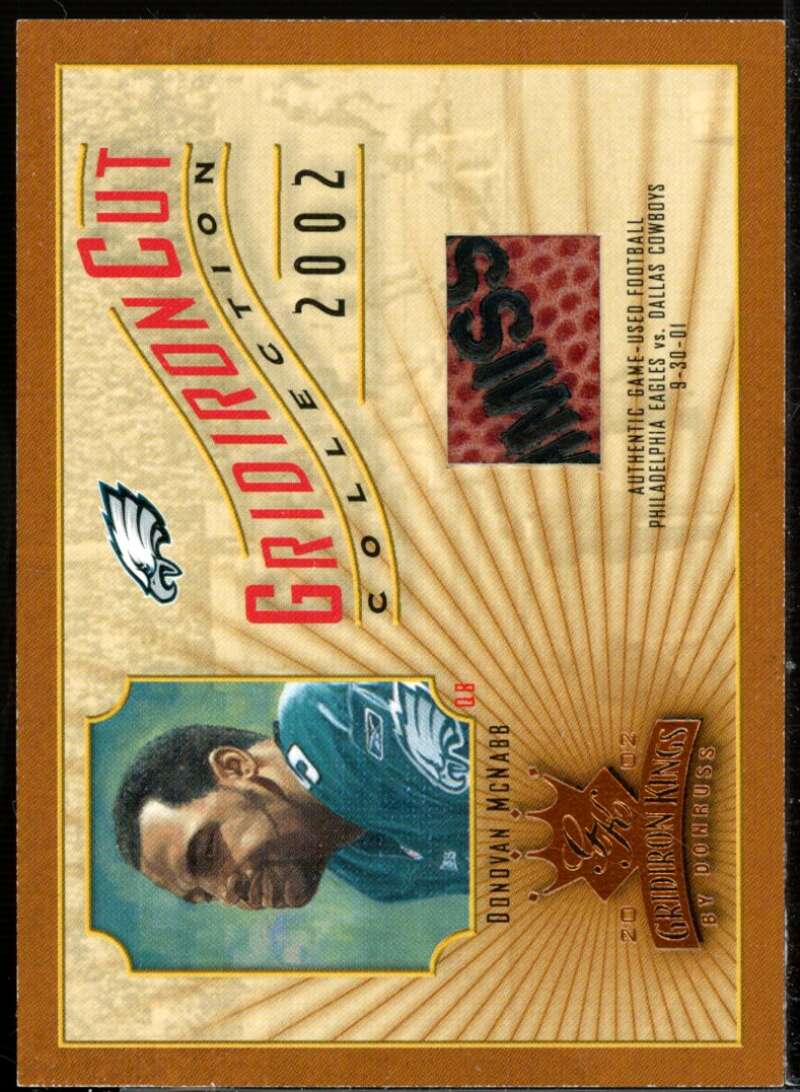Donovan McNabb FB Card 2002 Gridiron Kings Gridiron Cut Collection #GC91  Image 1