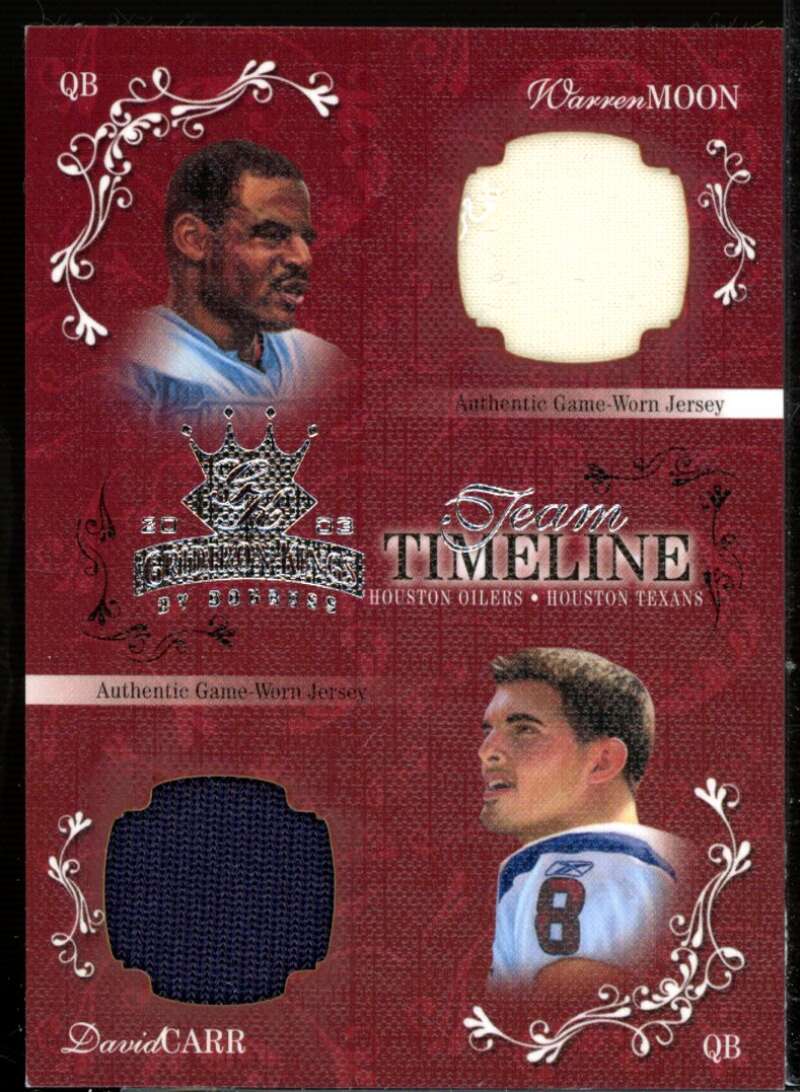 Warren Moon/David Carr Card 2003 Gridiron Kings Team Timeline Materials #TT10  Image 1